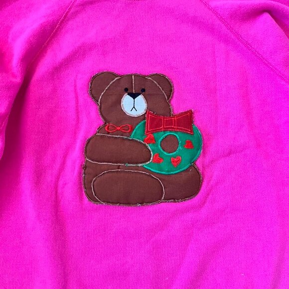 Pink crewneck with embroidered bear - Picture 2 of 4